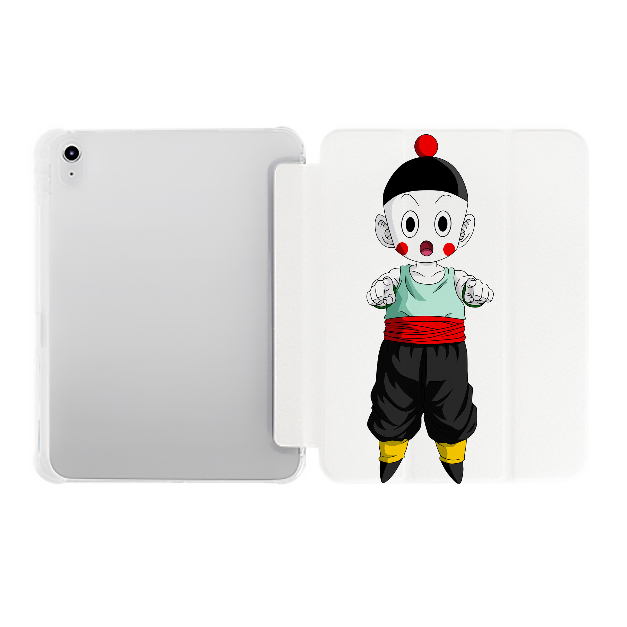 （画像用） ドラゴンボール 餃子（チャオズ）DRAGON BALL Chaoz IPad ケース ペン収納付き 三つ折りスタンド PUレザー×シリコン 対応機種9.5/10.5/10.9インチ